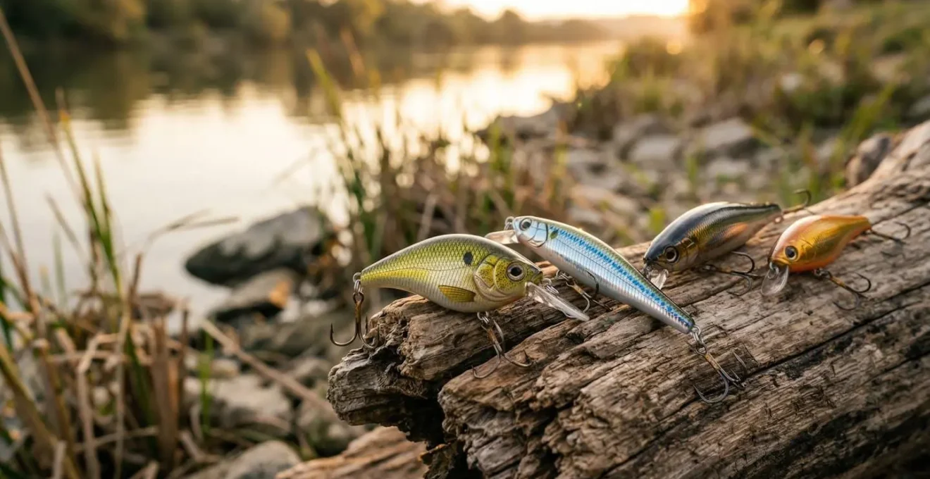 Assortiment de poissons nageurs de différentes tailles et couleurs disposés stratégiquement pour la pêche en eaux peu profondes