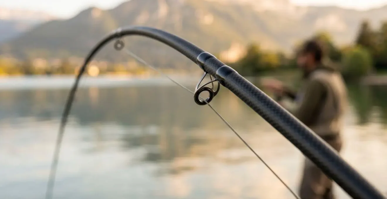 Séquence de chargement d'une canne à pêche montrant le moment optimal de libération